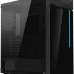 GIGABYTE C200 GLASS - Black Mid Tower PC Gaming Case, Tempered Glass, PSU Shroud (GB-C200G)