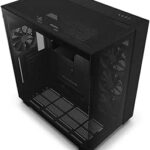 NZXT H9 Flow Dual-Chamber ATX Mid-Tower PC Gaming Case CM-H91FB-01 - High-Airflow Perforated Top Panel Tempered Glass Front & Side Panels 360mm Radiator Support Cable Management