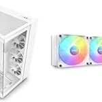 NZXT H9 Flow Dual-Chamber ATX Mid-Tower PC Gaming Case & Kraken 360 RGB - 360mm AIO CPU Liquid Cooler - RL-KR360-W1