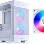 LIAN LI LANCOOL 205M MESH Micro ATX RGB PC Gaming Computer Case (Snow) Bundle with UNI FAN AL120 Revolutionized Daisy-Chain 120mm ARGB Fan (White)