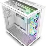 NZXT H9 Elite Dual-Chamber ATX Mid-Tower PC Gaming Case – Includes 3 x 120mm F120 RGB Duo Fans with Controller– Glass Front, Top & Side Panels 360mm Radiator Support Cable Management White