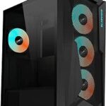 GIGABYTE C301 Glass - Black Mid Tower PC Gaming Case, Tempered Glass, USB Type-C, 4X ARBG Fans Included (GB-C301G)