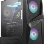 MSI MAG Forge 100R Mid Tower Gaming Computer Case 'Black, 2X 120 mm ARGB PWM Fan, 1x 120 mm Fan, 1-6 ARGB Hub, Mystic Light Sync, Tempered Glass Panel, ATX, mATX, Mini-ITX'