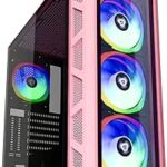 Apevia Guardian-G-PK Guardian Mid Tower Gaming Case with 2 x Tempered Glass Panel, 2 x Vertical Graphics Card PCI-E Slots, Top USB3.0/USB2.0/Audio Ports, 4 x RGB Fans, Pink Frame