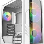 Cooler Master HAF 500 White High Airflow ATX Mid-Tower, Mesh Front Panel, Dual 200mm Customizable ARG Lighting Fans, Rotatable GPU Fan, USB 3.2 Gen 2 Type C and Tempered Glass (H500-WGNN-S00)