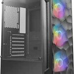 Antec NX260 ATX Mid-Tower Case, Tempered Glass Side Panel, Full Side View, Pre-Installed 3 x 120mm ARGB in Front, Black