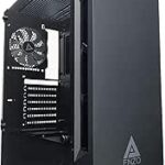 Apevia ENZO-BK Mid Tower Gaming Case with 1 x Tempered Glass Panel, Top USB3.0/USB2.0/Audio Ports, 1 x Black/White Fan, Black Frame