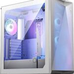 MSI Premium Mid-Tower PC Gaming Case – Tempered Glass Side Panel – 4X ARGB 120mm Fan – Liquid Cooling Support up to 360mm radiator x 1 – Cable Management System – MPG GUNGNIR 300R AIRFLOW WHITE